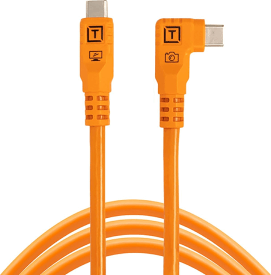 Tether Tools TetherPro Optima 10G USB-C apa - USB-C apa 90° Adatkábel 1,8m - Narancssárga