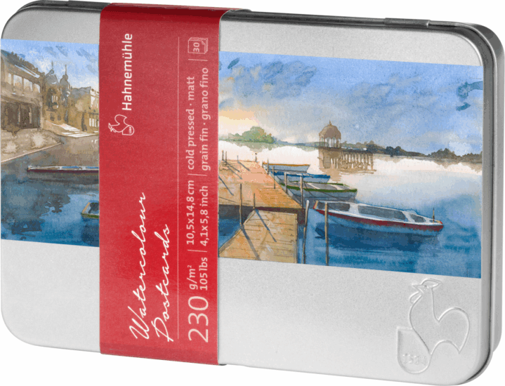 Hahnemühle Postcard Coldpress 10x15cm akvarell papírcsomag fémdobozban (30 lap/csomag)
