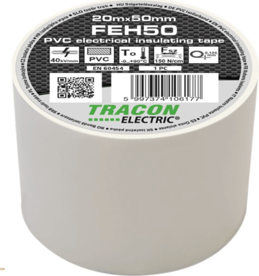 Tracon FEH50 Szigetelőszalag - Fehér (20m)