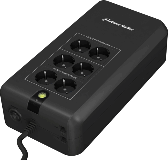 PowerWalker VFD 800 APFC túlfeszültségvédő elosztó 6 aljzat 1.8m - Fekete