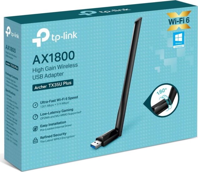 TP-Link Archer TX35U Plus AX1800 High Gain Wireless USB Adapter