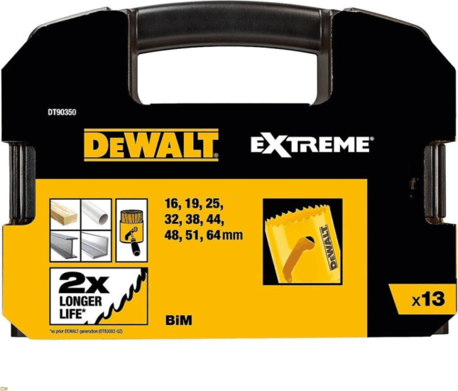 DeWalt DT90350-QZ Lyukfűrész készlet 16-64mm (13db/csomag) DeWalt DT90350-QZ Lyukfűrész készlet 16-64mm (13db/csomag)
