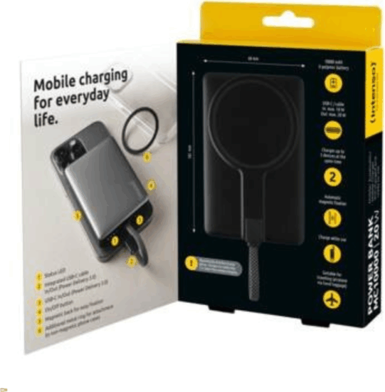 Intenso MC10000 Powerbank integrált kábellel USB-C 10000mAh 20W - Fekete