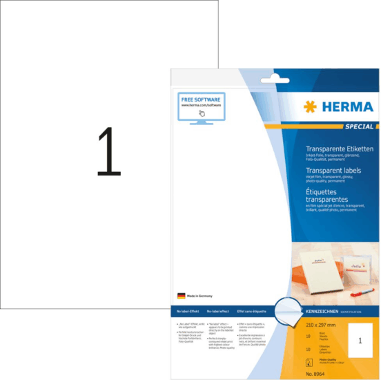 Herma 210 x 297 mm Etikett Címke Tintasugaras Nyomtatóhoz (10 címke / csomag)