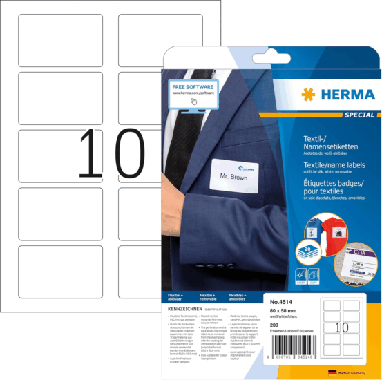 Herma 20 x 80mm Etikett Címke Fénymásoló és Lézernyomtatóhoz (200 címke / csomag)