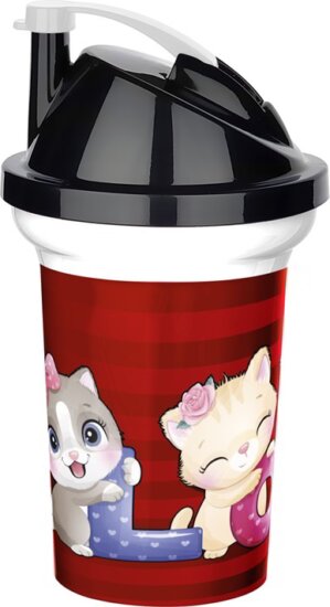 Iris TEDY Műanyag gyerek pohár tetővel 300ml - Többfajta mintás