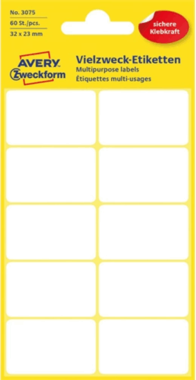 Avery 3075 32 x 23 mm Etikett Címke (60 címke / csomag)