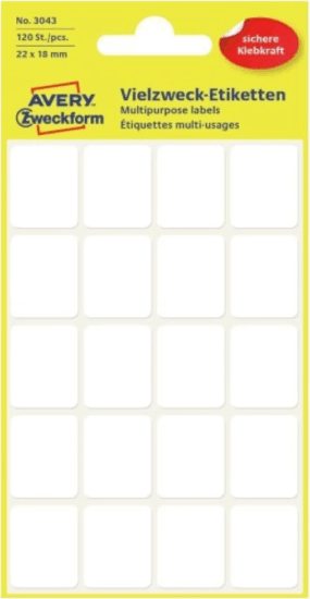 Avery 3043 22 x 18 mm Etikett Címke (120 címke / csomag)