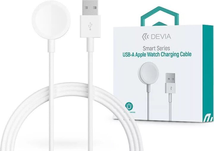 Devia ST381980 Smart Series Apple Mágneses Okosóra töltő + USB-A kábel 1m - Fehér