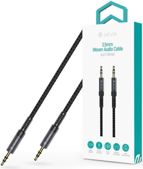 Devia ST111936 3.5mm Jack apa - 3.5mm Jack apa Audio kábel 1m - Fekete Devia ST111936 3.5mm Jack apa - 3.5mm Jack apa Audio kábel 1m - Fekete