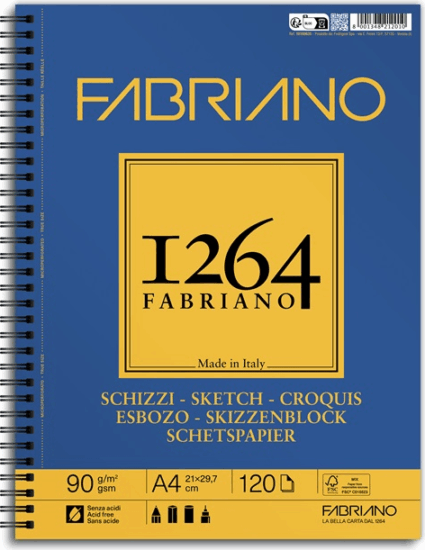 Fabriano 1264 A4 120 lapos Sketch spirál rajz- és vázlatfüzet - Mintás