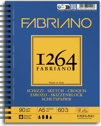 Fabriano 1264 A5 60 lapos Sketch spirál rajz- és vázlatfüzet - Mintás Fabriano 1264 A5 60 lapos Sketch spirál rajz- és vázlatfüzet - Mintás