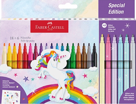 Faber-Castell Unikornis Filctoll készlet matricával - Vegyes színek (24 db / csomag)