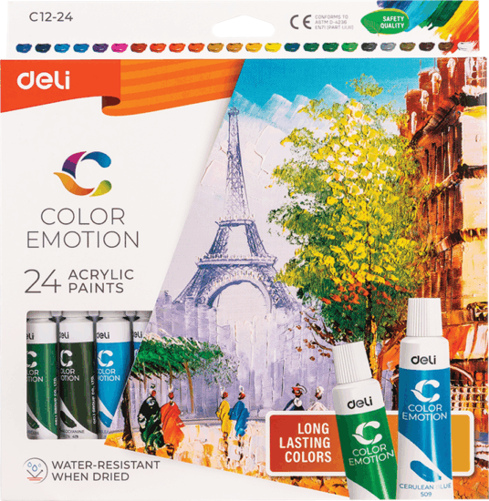 Deli Color Emotion Tempera készlet 12ml - Vegyes színek (24 db / csomag)