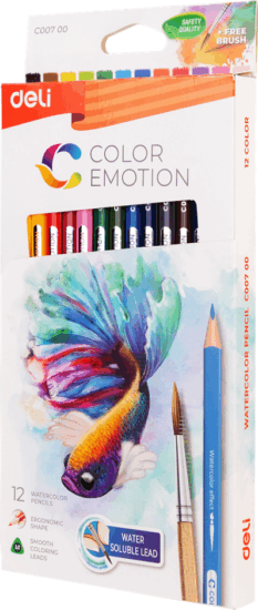 Deli Color Emotion Akvarellceruza készlet - Vegyes színek (12 db / csomag)