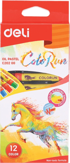 Deli Color Run Olajpasztell kréta készlet- Vegyes színek (12 db / csomag)