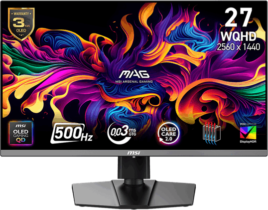 MSI 26.5" 272QP X50 16:9 WQHD QD-OLED Gaming Monitor - Fekete