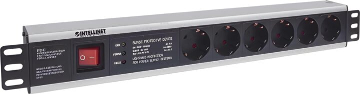 Manhattan 1.5U 19" Rackmount elosztó 6 aljzattal 3m - Fekete/Szürke