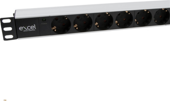 Excel 555-0849 19" Rack 9 aljzatos túlfeszültségvédő elosztó 2m - Fekete