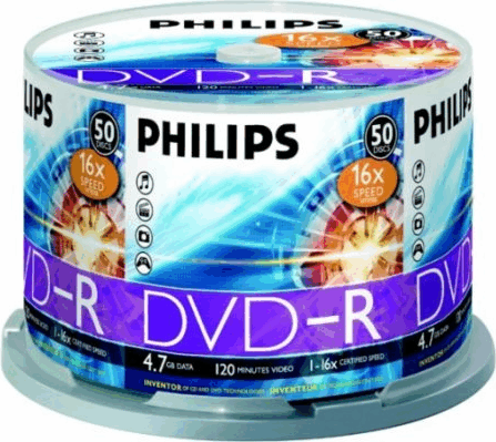 Philips DVD-R Egyszer Írható DVD Lemez Hengerdoboz (50db/cs)