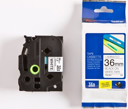 Brother TZE261 P-Touch Feliratozógép szalag 36 mm fehér alapon fekete