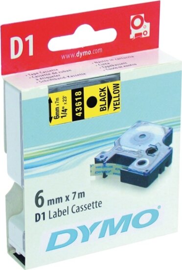 DYMO LM D1 Feliratozógép szalag 6mm fekete betű / sárga alap