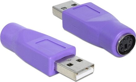 Delock PS/2 -> USB A F/M adapter lila