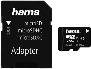 Hama 64GB Micro SDXC UHS-I CL10 Memóriakártya + Adapter