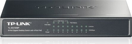 TP-Link TL-SG1008P 8-port (4-port PoE) Gigabit Asztali / RACK Switch