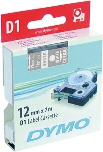 DYMO LM D1 Feliratozógép szalag 12mm fehér betű / víztiszta alap
