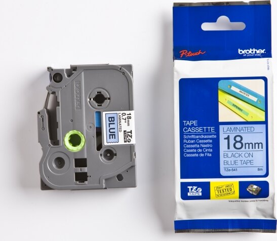 Brother TZE541 P-Touch Feliratozógép szalag 18 mm kék alapon fekete