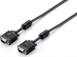 Equip VGA kábel HD15 apa/apa, ferrit gyűrűvel, 15m, fekete