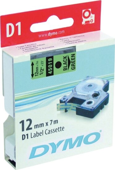 DYMO LM D1 Feliratozógép szalag 12mm fekete betű / zöld alap
