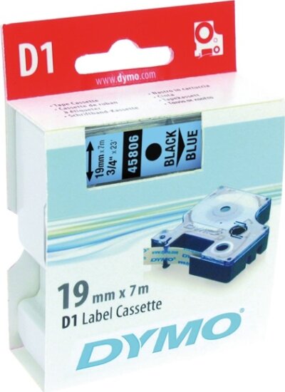 DYMO LM D1 Feliratozógép szalag 19mm fekete betű / kék alap