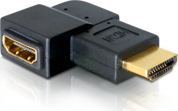 Delock 65076 HDMI apa > HDMI anya 90° jobbra hajlított adapter