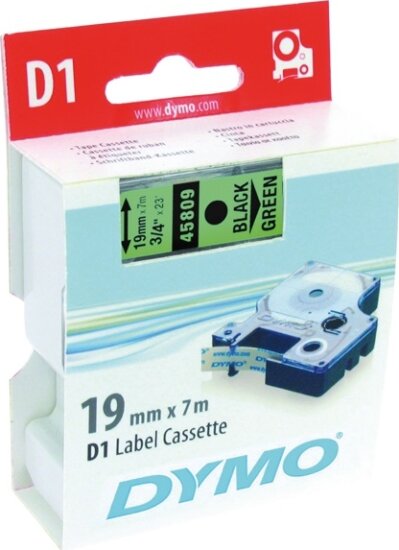 DYMO LM D1 Feliratozógép szalag 19mm fekete betű / zöld alap