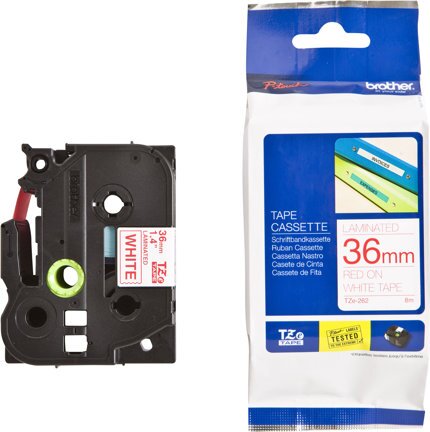 Brother TZE262 P-Touch Feliratozógép szalag 36 mm fehér alapon piros
