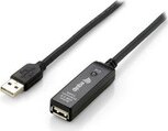 Equip USB 2.0 hosszabbító kábel, A/A M/F, 5m aktív, fekete