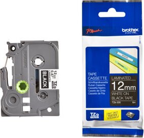 Brother TZE-335 P-touch Feliratozógép szalag 12mm / 8m - Fekete alapon fehér