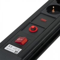 Delight 220V hálózati elosztó túlfeszültség védelemmel 6 aljzatos 3.0m - Fekete