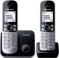 Panasonic KX-TG6812PDB DUO DECT fehér háttérvil. kihangosítható hívóazonosítós fekete telefon