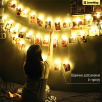 Colorway LED fényfüzér fotócsipeszes fényképtartóval 3M - Meleg fehér