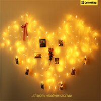 Colorway LED fényfüzér fotócsipeszes fényképtartóval 3M - Meleg fehér