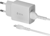 Devia ST364020 Smart 2xUSB Hálózati Töltő Adapter + Micro USB kábel 1m - Fehér