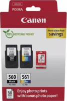 Canon PG-560 / CL-561 Eredeti Tintapatron + 50db Fotópapír - Fekete / Színes