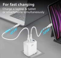 ACT AC2170 2x USB-C / USB-A Hálózati Gyorstöltő Adapter 65W - Fehér