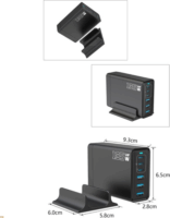 BlackBird 3x USB-C / 3x USB-A Hálózati Gyorstöltő Adapter 135W - Fekete