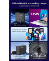 BlackBird 3x USB-C / 3x USB-A Hálózati Gyorstöltő Adapter 135W - Fekete