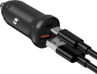 Devia ST385360 Smart Mini PD+QC USB + Type-C Autós Gyorstöltő Adapter 30W - Fekete