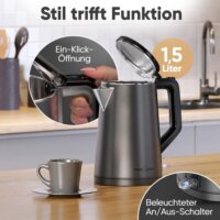 Proficook PC-WK 1290 Vízforraló 1.5L 2200 Watt - Grafitszürke